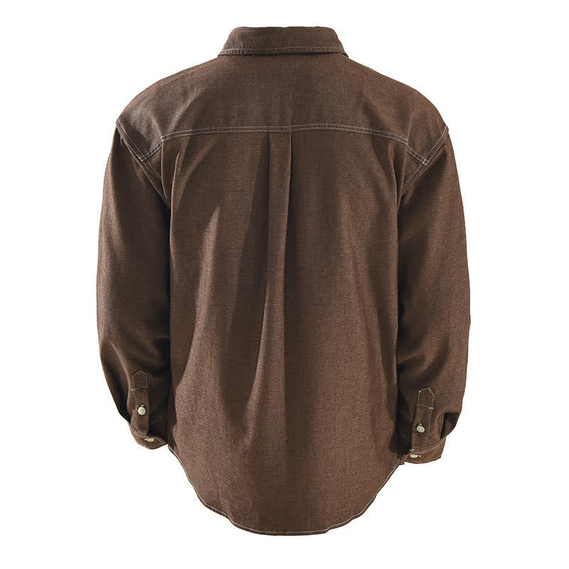 Nimara Ritual Fall Casual Solid Men's Long Sleeve Shirts With Patch Pocket
