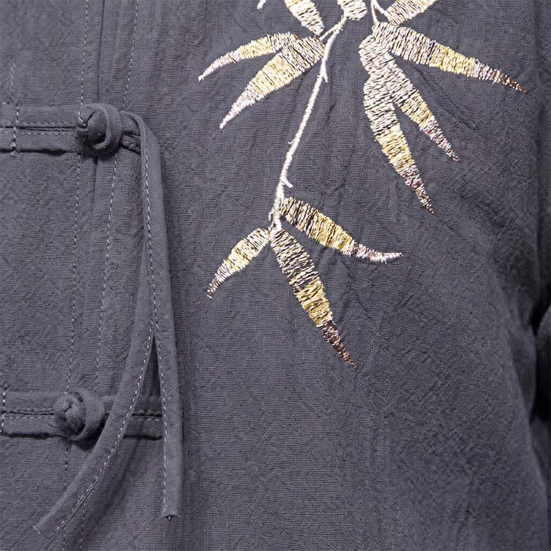 Nimara Ritual Fall Winter Tang Style Vintage Frog Button Bamboo Cotton Linen Men's Jacket