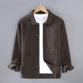 Nimara Ritual Fall Casual Minimalist Solid Buttons Ramie Men's Jacket With Pockets