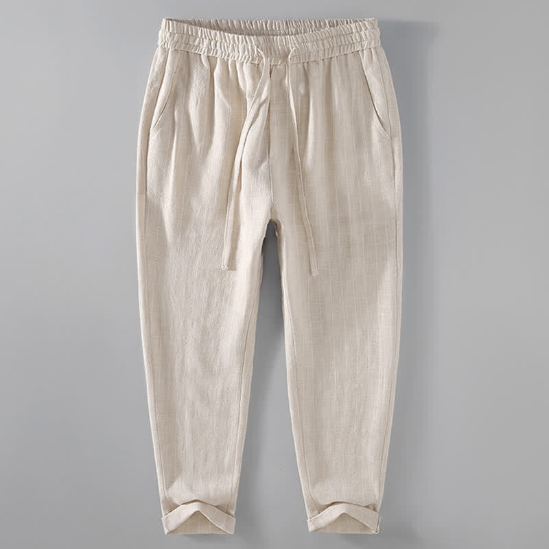 Nimara Ritual Spring Summer Casual Drawstring Striped Cropped Pants Men's Tapered Pants With Pockets