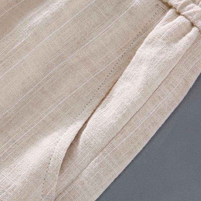 Nimara Ritual Spring Summer Casual Drawstring Striped Cropped Pants Men's Tapered Pants With Pockets
