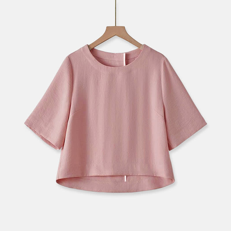 Nimara Ritual Summer Casual Minimalist Crew Neck Solid Cropped Women's Short Sleeve T-Shirts