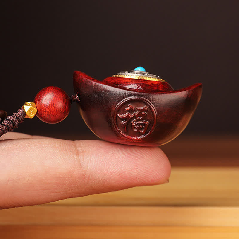Nimara Ritual Red Sandalwood Om Mani Padme Hum Yuanbao Wisdom Keychains