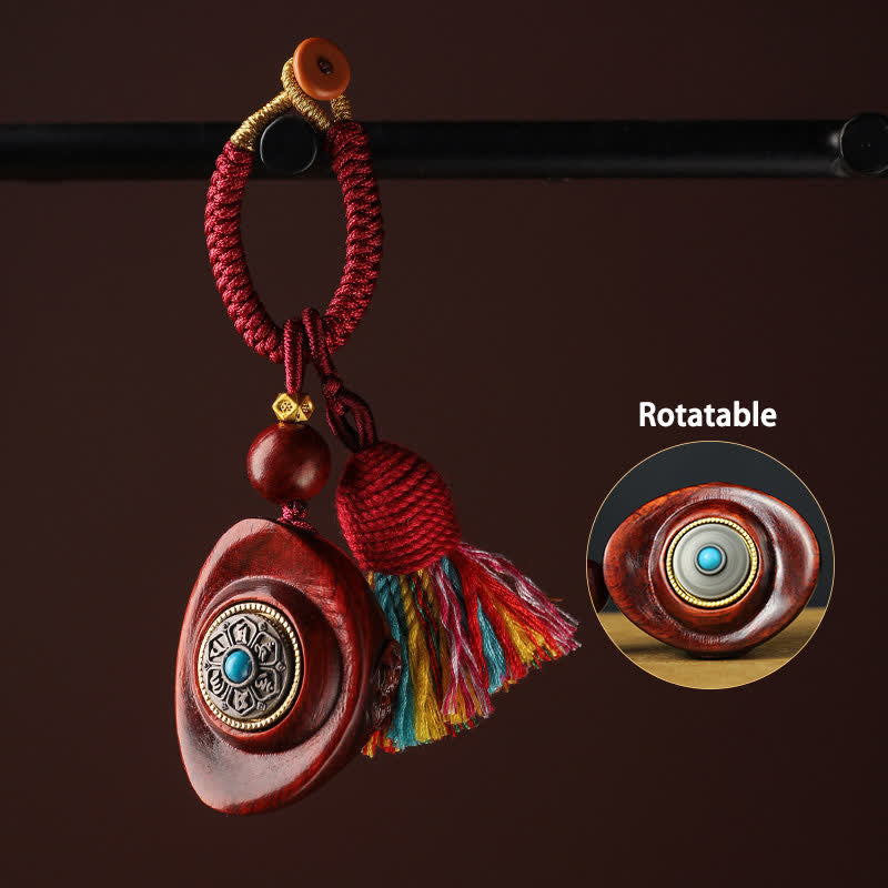 Nimara Ritual Red Sandalwood Om Mani Padme Hum Yuanbao Wisdom Keychains