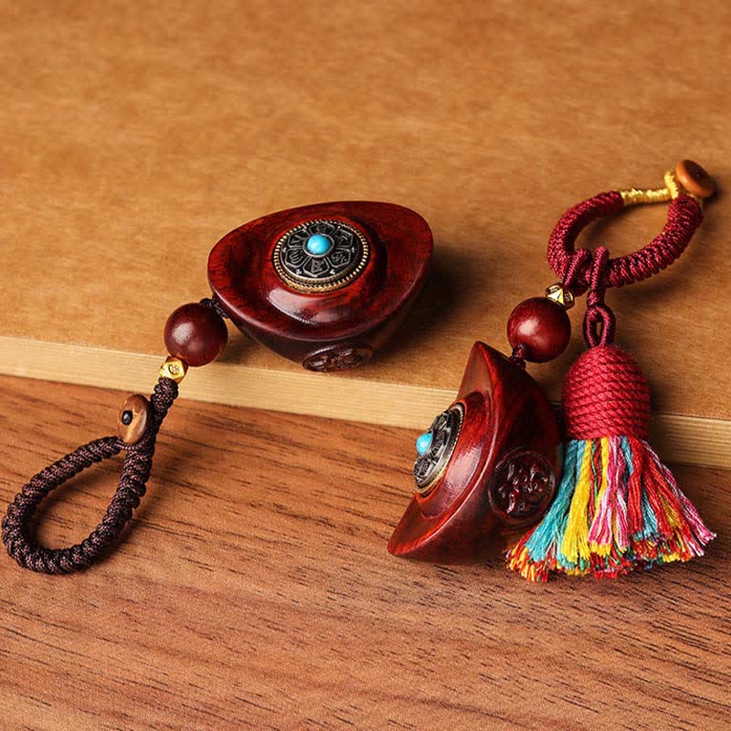 Nimara Ritual Red Sandalwood Om Mani Padme Hum Yuanbao Wisdom Keychains