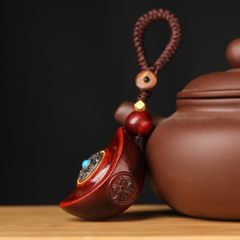 Nimara Ritual Red Sandalwood Om Mani Padme Hum Yuanbao Wisdom Keychains