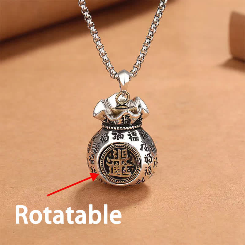 Nimara Ritual Copper Fu Character Fortune Bag Grounding Pendant Necklace