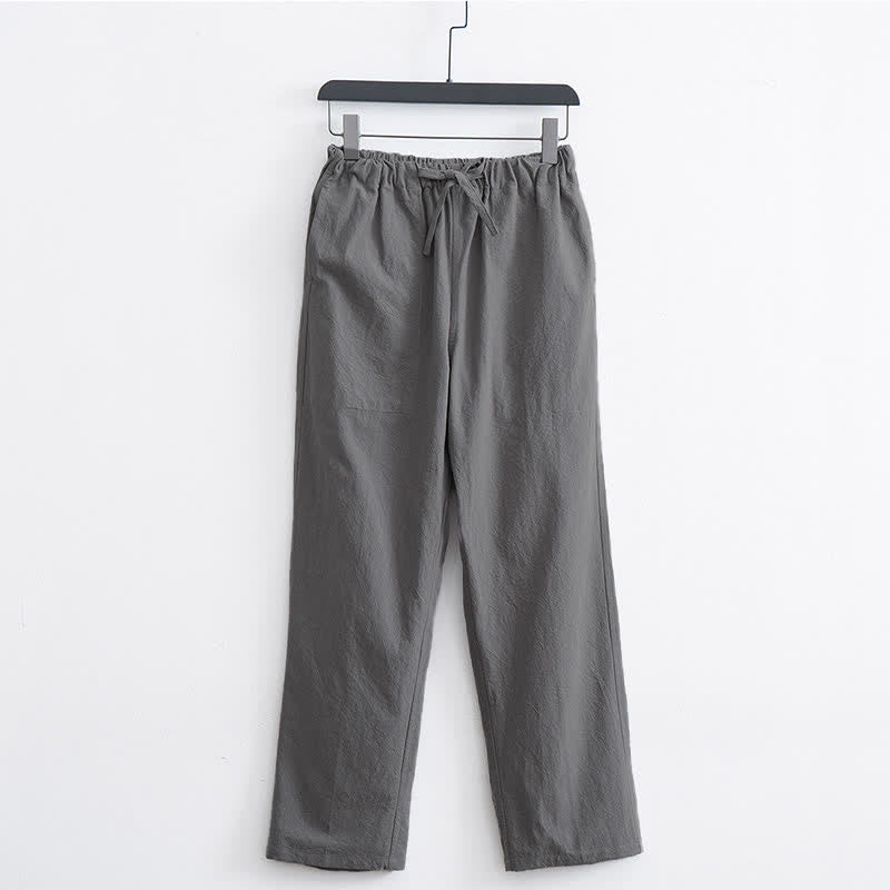 Nimara Ritual Men's Solid Color Cotton Casual Drawstring Pants With Pockets