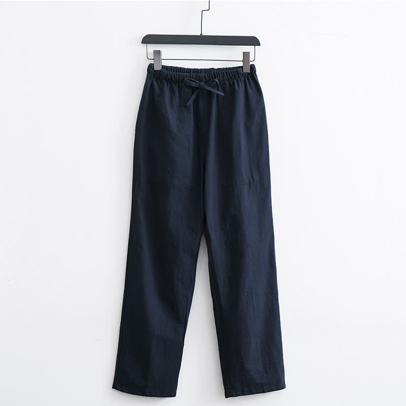 Nimara Ritual Men's Solid Color Cotton Casual Drawstring Pants With Pockets