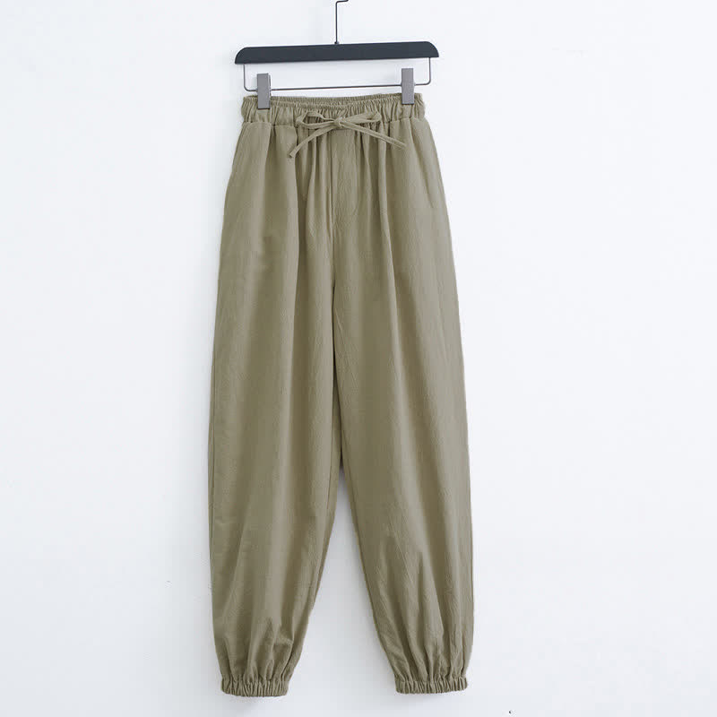 Nimara Ritual Solid Color Cotton Casual Men's Harem Pants With Pockets