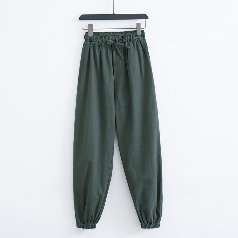 Nimara Ritual Solid Color Cotton Casual Men's Harem Pants With Pockets