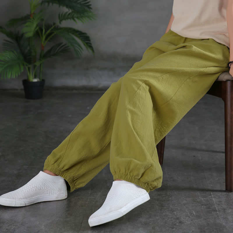 Nimara Ritual Plain Color Ramie Linen Cotton Women's Pants With Pockets