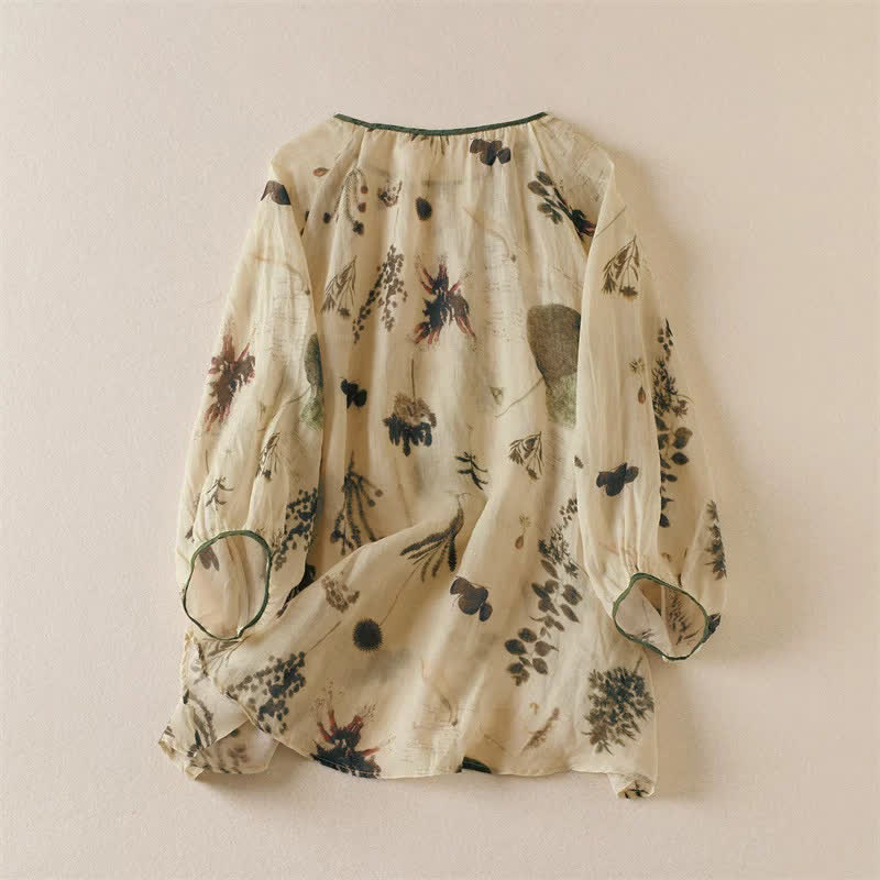 Nimara Ritual Spring Summer Boho Drawstring Floral Women's Long Sleeve Shirts