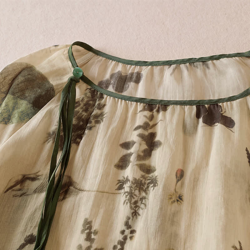 Nimara Ritual Spring Summer Boho Drawstring Floral Women's Long Sleeve Shirts
