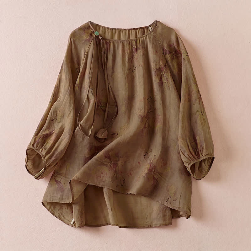 Nimara Ritual Spring Summer Boho Drawstring Floral Women's Long Sleeve Shirts