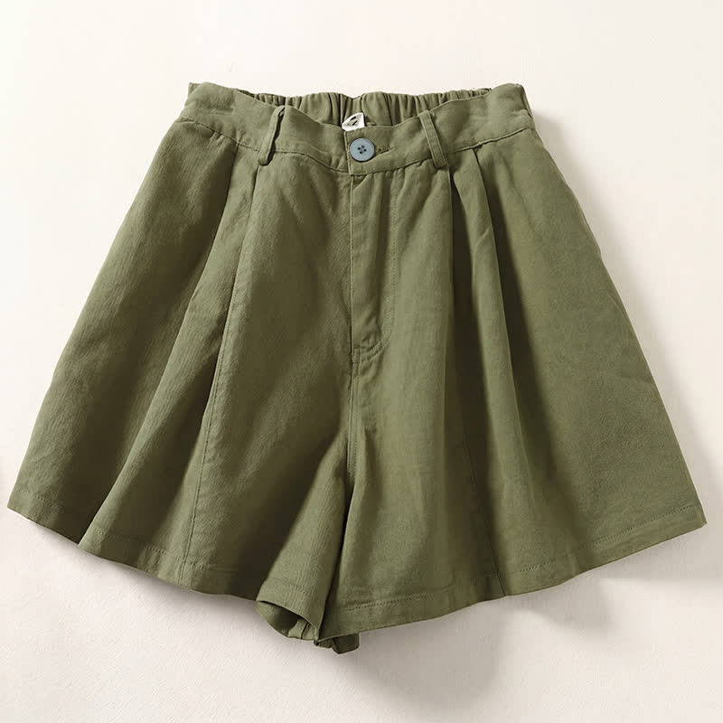 Nimara Ritual Summer Casual Minimalist Button-Up Solid Women's Shorts With Pockets