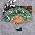Nimara Ritual Vintage Cloud Crane Pattern Handheld Bamboo Folding Fan