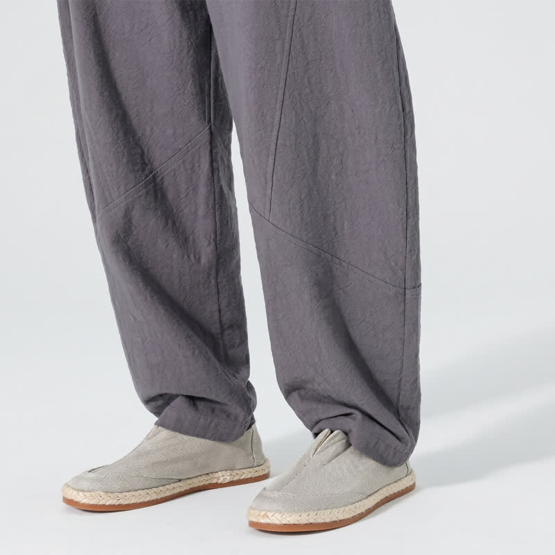 Nimara Ritual Spring Summer Casual Minimalist Drawstring Solid Linen Long Pants Men's Straight Leg Pants With Pockets
