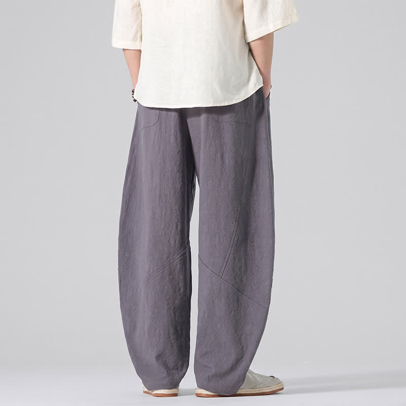 Nimara Ritual Spring Summer Casual Minimalist Drawstring Solid Linen Long Pants Men's Straight Leg Pants With Pockets