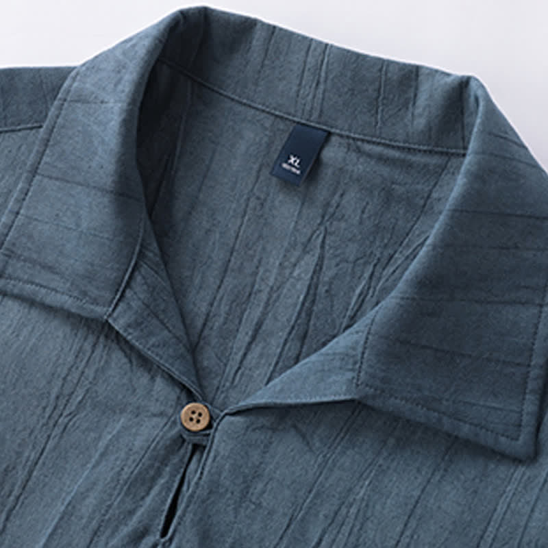 Nimara Ritual Summer Casual Washed Solid Men's Short Sleeve Shirts With Pocket
