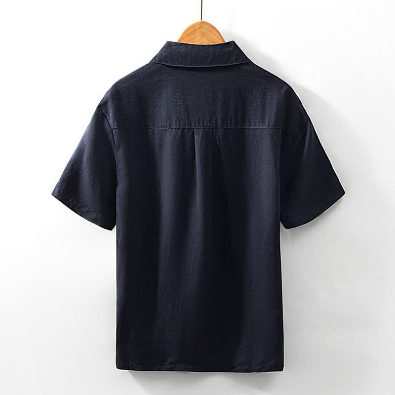 Nimara Ritual Summer Casual Minimalist Quarter Zip Solid Men's Short Sleeve Shirts