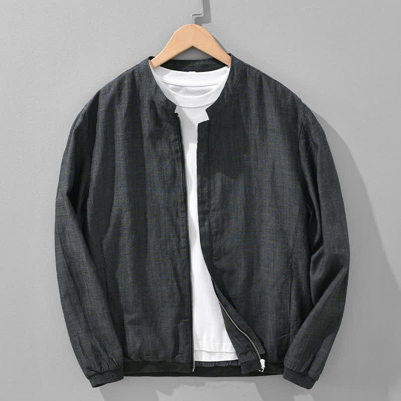 Nimara Ritual Spring Summer Casual Minimalist Mandarin Collar Zipper Design Solid Men's Jacket With Pockets