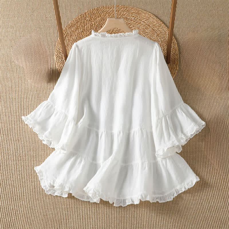 Nimara Ritual Spring Summer Boho Button-Up Solid Women's Long Sleeve Shirts