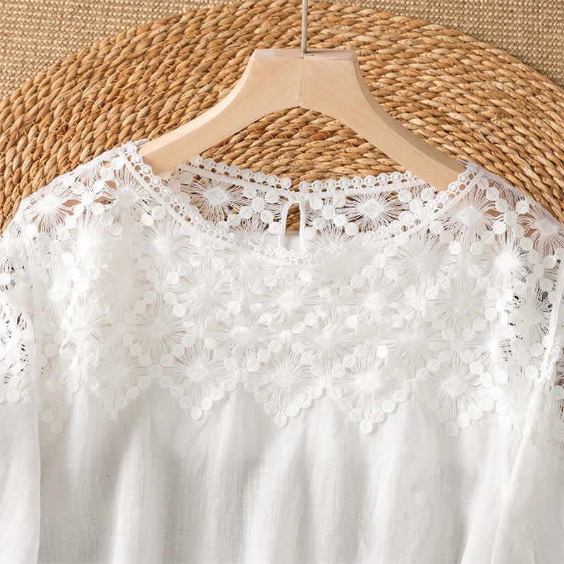 Nimara Ritual Summer Elegant Casual Lace Solid Women's Long Sleeve T-Shirt