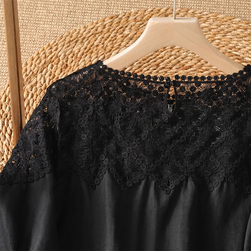 Nimara Ritual Summer Elegant Casual Lace Solid Women's Long Sleeve T-Shirt