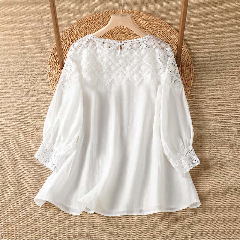 Nimara Ritual Summer Elegant Casual Lace Solid Women's Long Sleeve T-Shirt