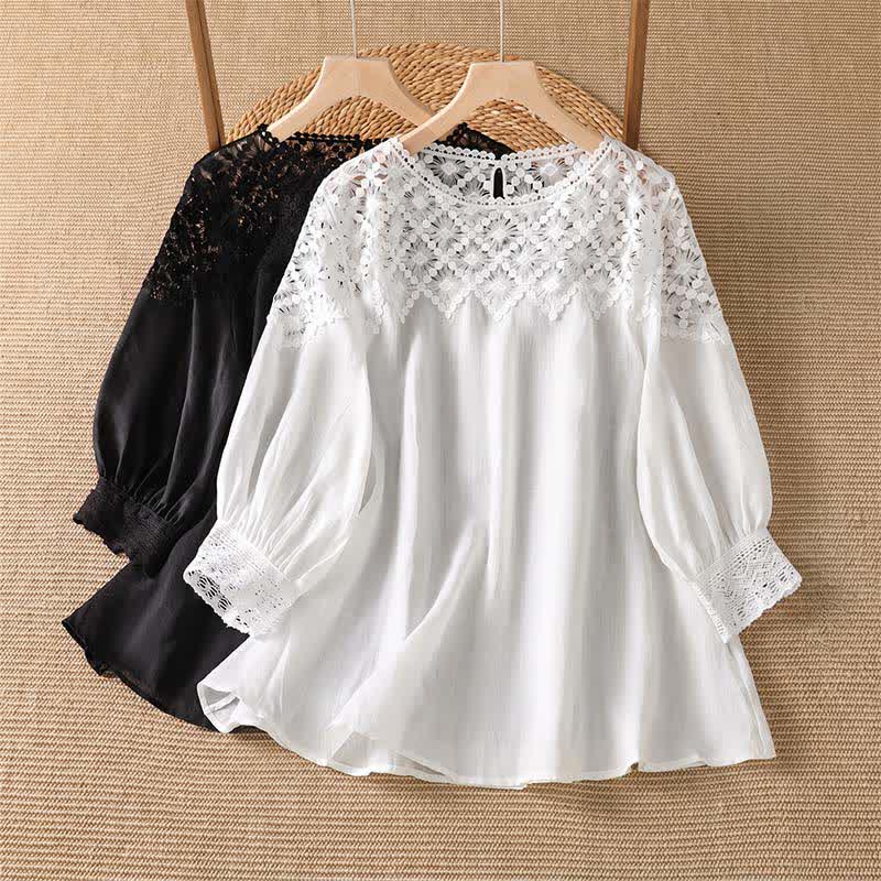 Nimara Ritual Summer Elegant Casual Lace Solid Women's Long Sleeve T-Shirt