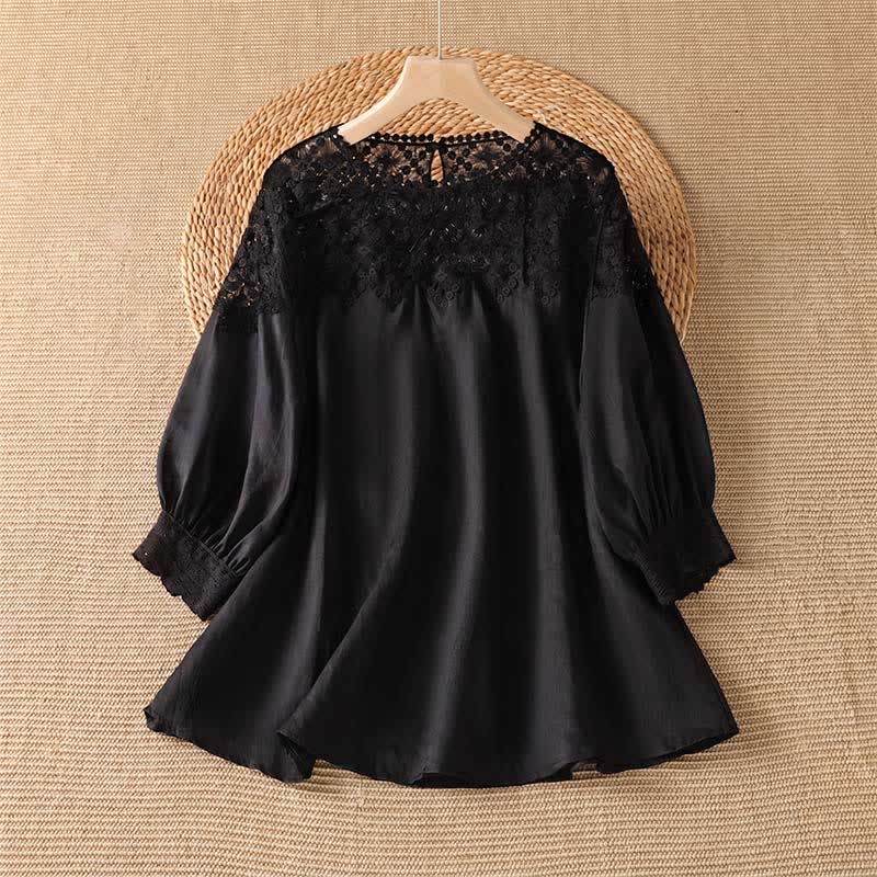 Nimara Ritual Summer Elegant Casual Lace Solid Women's Long Sleeve T-Shirt