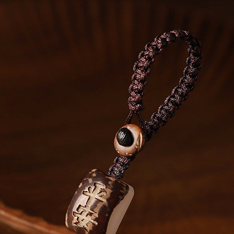 Absorb Negative Energy Small Leaf Red Sandalwood Money Bag Om Mani Padme Hum Rotatable Protection Hanging Decoration
