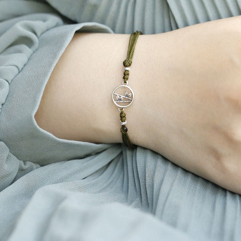 Nimara Ritual 925 Sterling Silver Bamboo Luck String Bracelet