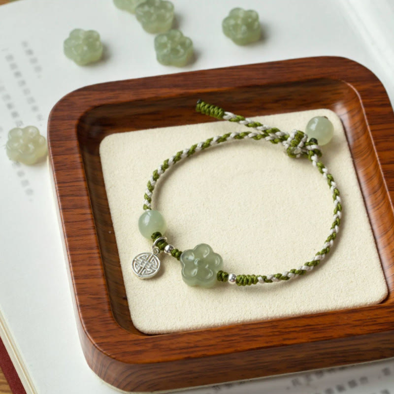 Nimara Ritual Handmade Plum Blossom Flower Jade Luck Prosperity Braided Bracelet