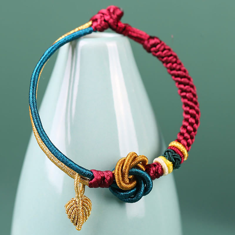 Nimara Ritual Tibetan Handmade Mandala Knot Leaf Luck Rope Bracelet