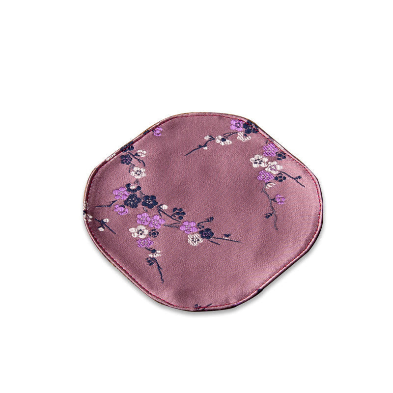 Nimara Ritual Vintage Sea Wave Bamboo Plum Blossom Embroidered Cup Mat Pad Tea Cup Coaster Kung Fu Tea Mat