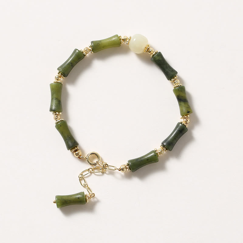 Nimara Ritual Glass Bead Bamboo Luck Strength Chain Bracelet