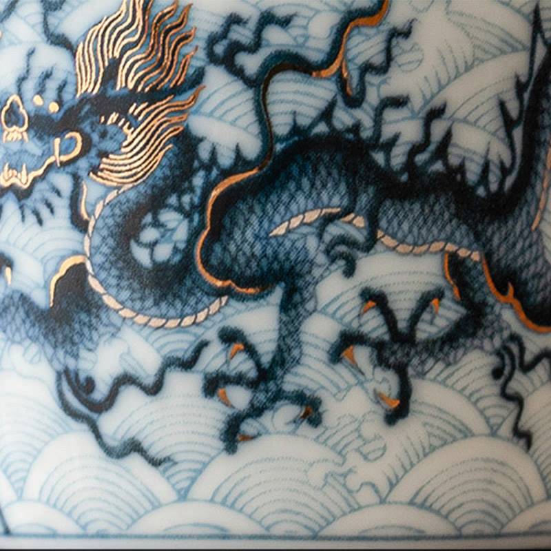 Nimara Ritual Small Blue And White Dragon Pattern Ceramic Teacup Kung Fu Tea Cups 45ml