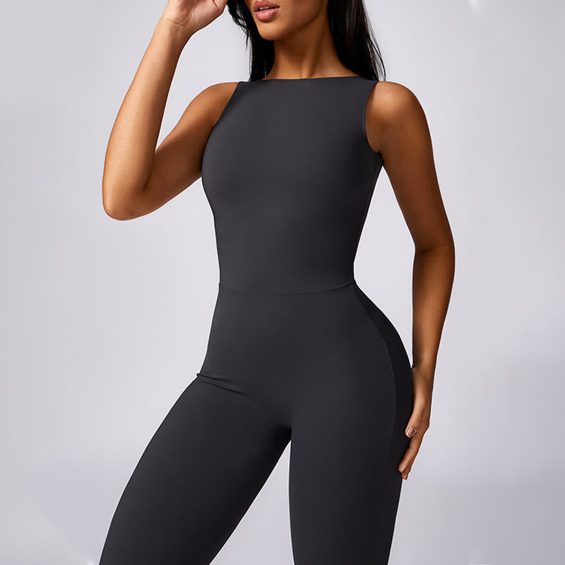 Nimara Ritual Women Casual Sleeveless Jumpsuit Flare Pants Sports Fitness Yoga Bodysuit