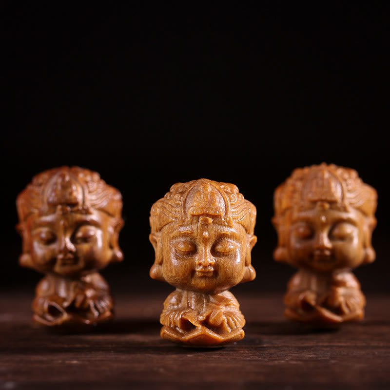 Nimara Ritual Chinese Zodiac Natal Buddha Green Sandalwood Lotus Engraved Positive Home Decoration