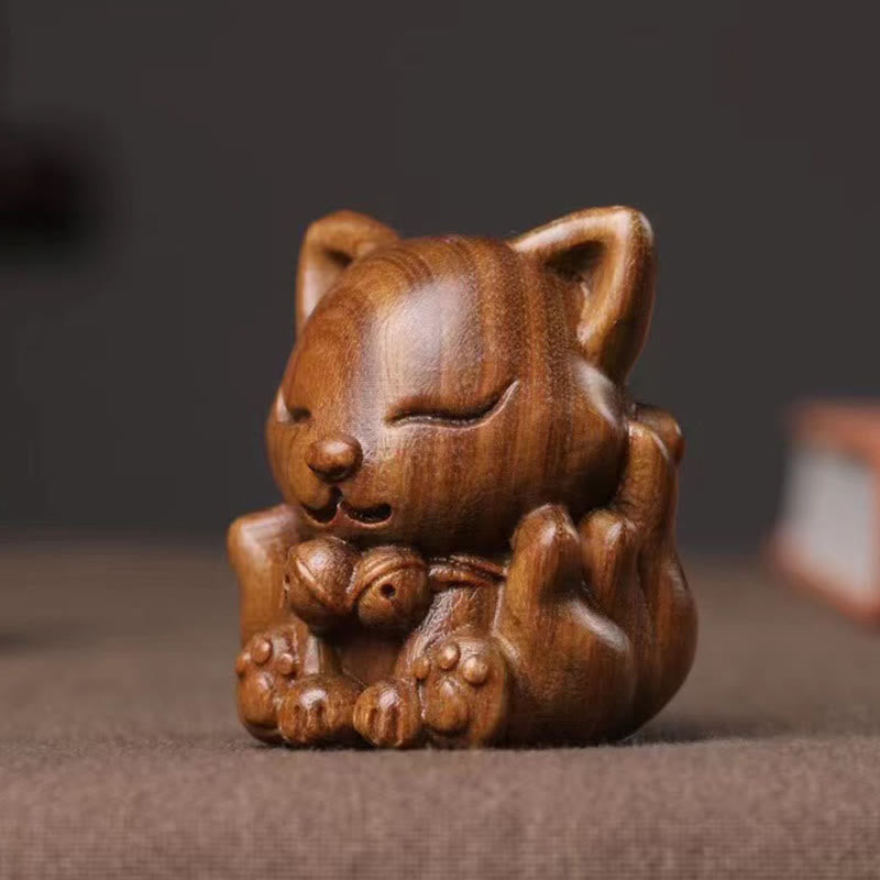 Nimara Ritual Mini Nine Tailed Fox Ivory Fruit Sandalwood Green Sandalwood Blessing Decoration