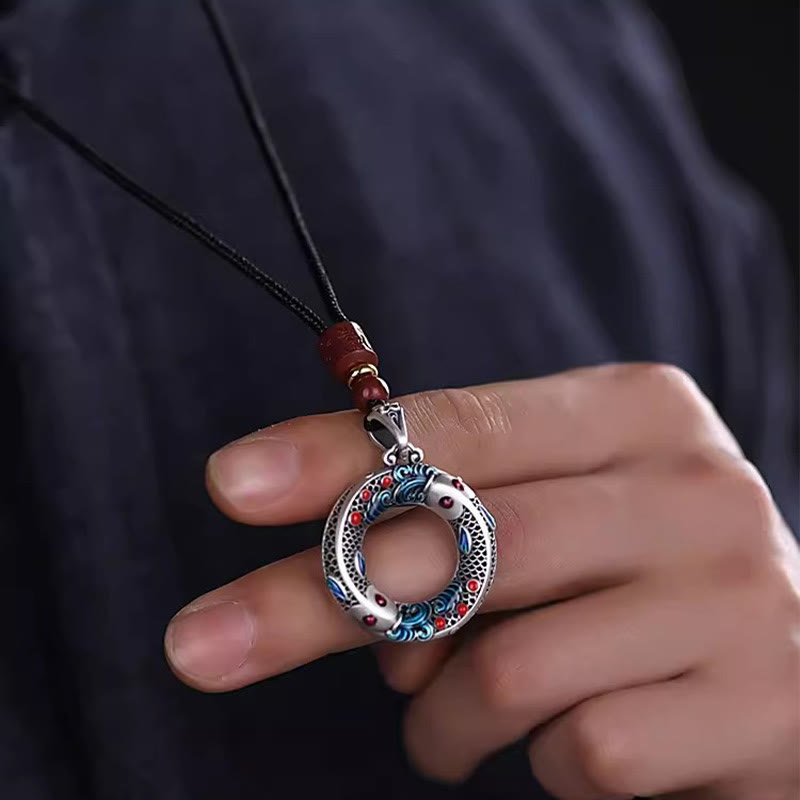 Nimara Ritual Koi Fish Peace Buckle Copper Wealth Luck Necklace Pendant