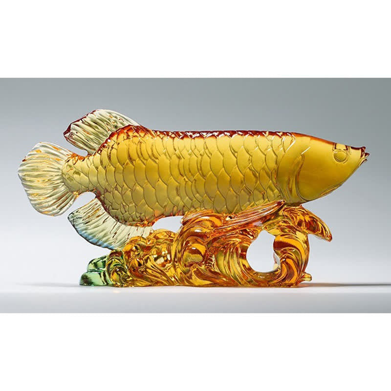 Nimara Ritual Handmade Liuli Crystal Koi Fish Art Piece Luck Home Office Decoration
