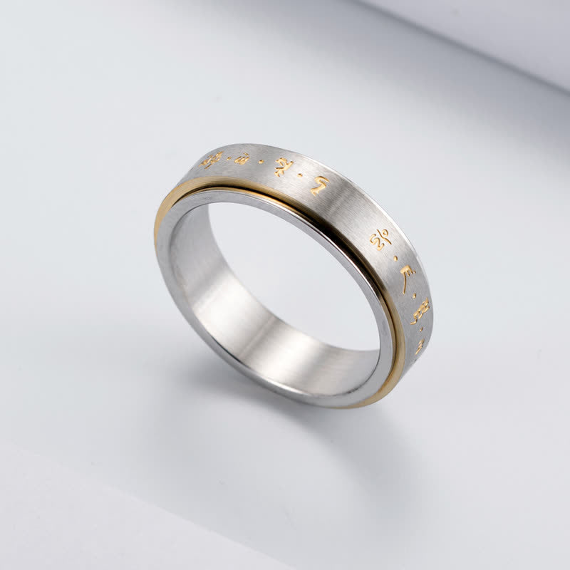 Nimara Ritual Mantra Titanium Steel Balance Rotatable Ring