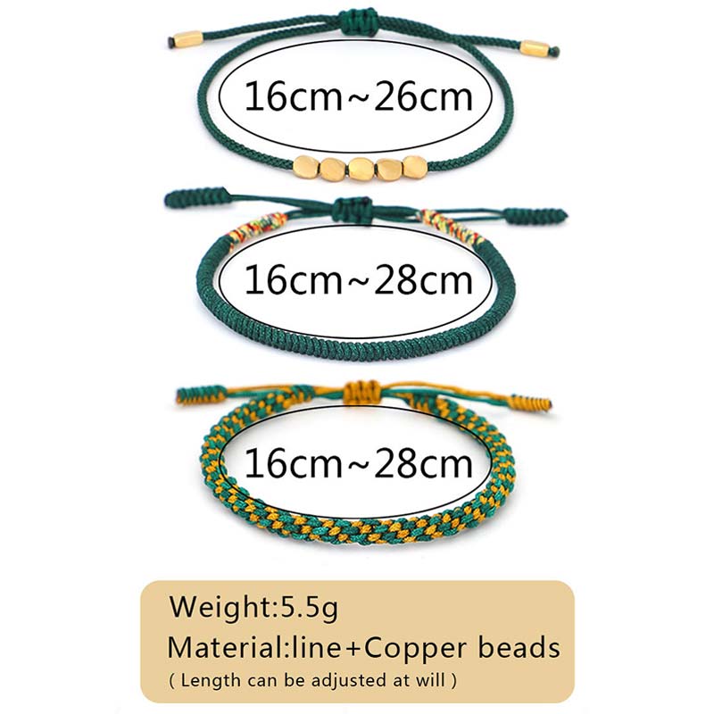 Nimara Ritual 3 PCS Tibetan Copper Beads Healing Protection Luck Bracelet Set