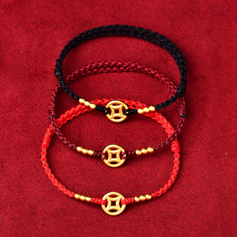 Nimara Ritual Copper Coin Strength Braided String Bracelet Anklet
