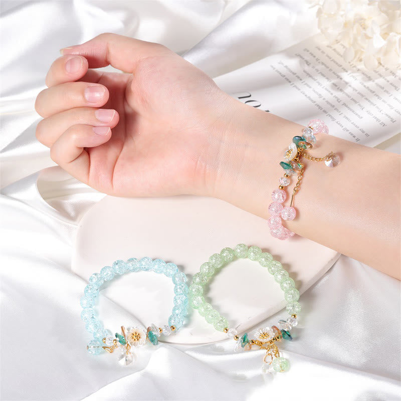 Nimara Ritual Simple Design Flower Charm Glass Bead Bracelet