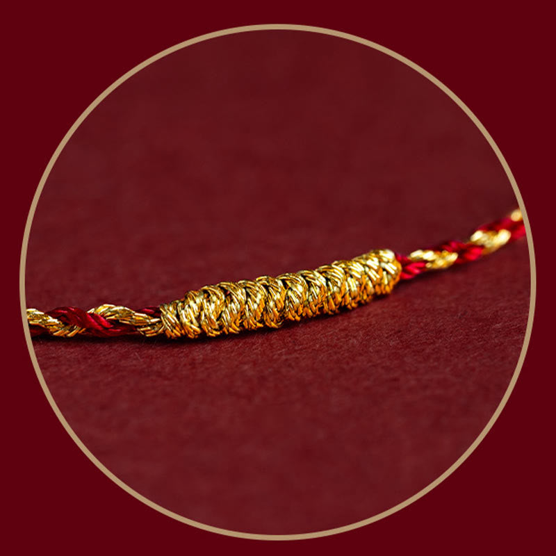 Nimara Ritual 14K Gold Plated Handmade Red Gold Rope King Kong Knot Braided Luck Bracelet