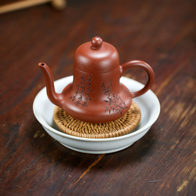 Nimara Ritual Vintage Bamboo Peach Blossom Purple Clay Kung Fu Teapot